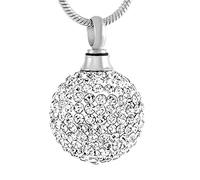 KBFDWEC Ciondolo Gioielli cremazione Sfera di Cristallo Brillante per Le Donne Portacenere Keepsake Collana urna commemorativa Femminile