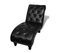 KBHRENP Chaise Lounge marrone in ecopelle con bottoni e gambe | Elegante mobile imbottito, imbottitura completa, uso interno, supporto stabile, stile sagomato