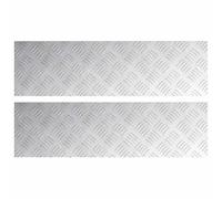 KBHRENP Gradino 2 unità 70 x 20 cm argento alluminio rettangolare | Piastra diamantata, scorrevole, per interni ed esterni, facile da pulire, uso tutto l'anno