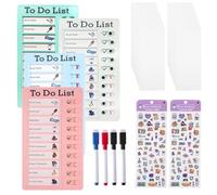 KBIBCK 4 Pezzi To Do List Checklist Board, Lista di Controllo Memo, Lavagne per Liste di Cose da Fare, Tabella Delle Faccende per Bambini con 20 Fogli Bianchi,4 Pennarelli per Lavagna Bianca,4 Adesivi