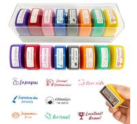 KBIBCK 8 pezzi Timbro Autoinchiostranti, Timbro Personalizzato, Timbri per Insegnanti, Timbri d'inchiostro per bambini, consentono agli insegnanti di incoraggiare i bambini, francobolli con scatolaC
