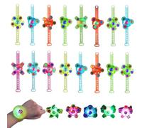 KBIBCK Braccialetti fidget spinner con luci a LED, confezione da 24 braccialetti fidget spinner che si illuminano al buio, per feste, regali per bambini, compleanni, feste di Halloween