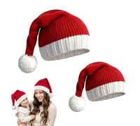 KBIBCK Cappello di Natale per Bambino e Madre, 2 PZ Cappello di Babbo Natale, Cappello di Natale adatto per la famiglia, Cappello Pom Pom spesso per genitori e figli, scaldacollo invernale Santaa