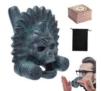 KBIBCK Fischietto della morte azteco urlante, fischietto azteco, autentico suono umano, 125 decibel, ceramica, regali con borsa per collezionisti Halloween La festa dei morti, nero
