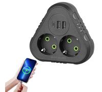 KBIBCK Presa Multipla, Multipresa da Parete con 2 USB, 2500W Ciabatta Elettrica, Cubo Senza Cavo, Spina Multipla Piatta Salvaspazio con Interruttori per Casa, Ufficio Nero