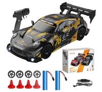 KBIBCK RC Drift Car, 1:24 Mini Macchina Telecomandata Drift, 30 km/h, 2,4 GHz,4WD Telecomando Drift Auto,Mini Auto da Drift Telecomandata con Luce LED per Bambini e Adulti dai 6 Anni di età (Oro Nero)