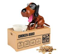KBIBCK Salvadanaio a Forma di Cagnolino,Salvadanaio Elettronico Cane,Salvadanaio Cane Mangia Soldi,Salvadanaio a Forma di Cane,Salvadanaio per Bambini Maialino Regalo di Compleanno-Marrone e nero