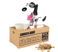 KBIBCK Salvadanaio a Forma di Cagnolino,Salvadanaio Elettronico Cane,Salvadanaio Cane Mangia Soldi,Salvadanaio a Forma di Cane,Salvadanaio per Bambini Maialino Regalo di Compleanno-In bianco e nero
