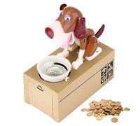 KBIBCK Salvadanaio a Forma di Cagnolino,Salvadanaio Elettronico Cane,Salvadanaio Cane Mangia Soldi,Salvadanaio a Forma di Cane,Salvadanaio per Bambini Maialino Regalo di Compleanno-Marrone e bianco