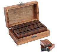 KBIBCK Timbri Alfabeto, 70 Pezzi Timbri in Legno, Timbri Lettere Alfabeto, Timbri con lettere dell’Alfabeto con Scatola Legno Vintage - Stampini Lettere Alfabeto per Fai-da-Te, Scrapbooking e Arte