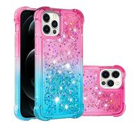 KBIKO-zxl Custodia per iPhone 12 Pro Case, Glitter Bling Liquido Sabbie Mobili Bumper Case TPU Silicone Protettivo Morbido Brillantini Quicksand Cover per iPhone 12 Pro.Pink Blue YBJ