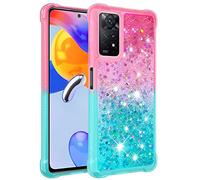 KBIKO-zxl Custodia per Redmi Note 11 Pro 4G Case, Glitter Bling Liquido Sabbie Mobili Bumper TPU Silicone Protettivo Morbido Brillantini Quicksand Cover per Redmi Note 11 Pro 5G.Pink Blue YBJ