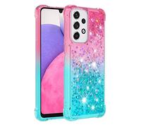 KBIKO-zxl Custodia per Samsung Galaxy A33 5G Case, Glitter Bling Liquido Sabbie Mobili Bumper TPU Silicone Protettivo Morbido Brillantini Quicksand Cover per Galaxy A33 5G.Pink Blue YBJ