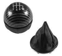 KBKEUBUAD Copri Pomello Cambio per Fiat 500 500C 2007-2018 5/6 velocità Pomello Cambio Auto Leva Testa Pomello Cambio A Mano(2pcs Carbon 6speed)