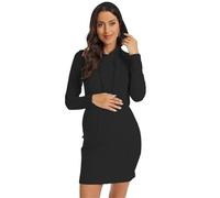 KBLDOPN Abiti for la gravidanza Vestiti premaman rilassanti Autunno Colore unito Maglia con cappuccio Abito quotidiano Gonna attillata Vestiti da donna(Black,L)