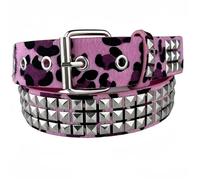 KBLDOPN Cinture da donna con motivo leopardato mimetico, cintura in metallo pesante, rivetti, intarsi in similpelle, punk, hip hop, rock, jeans, decorazione(Rose)