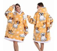 KBLDOPN Coperta con cappuccio oversize for adulti leopardata rossa blu nera soffice TV calda spessa uomo donna inverno Per Le Notti Invernali Sul Divano(Yellow)