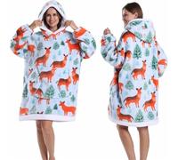 KBLDOPN Coperta con cappuccio oversize for adulti leopardata rossa blu nera soffice TV calda spessa uomo donna inverno Per Le Notti Invernali Sul Divano(Light Blue)