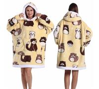 KBLDOPN Coperta con cappuccio oversize for adulti leopardata rossa blu nera soffice TV calda spessa uomo donna inverno Per Le Notti Invernali Sul Divano(Yellow2)