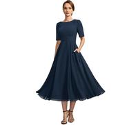 KBLDOPN Eleganti Abiti da Cerimonia for la Madre della Sposa, con Applicazioni in Paillettes e Scollo a Barchetta, Sera Lunghi Fino al tè per Il Matrimonio(4)