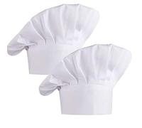 KBNIAN 2 Pezzi Cappello da Cuoco Bianco Cappello Cuoco Cotone Traspirante Cappelli Cuoco Regolabile Elastico Cappello da Cuoco Unisex per Ristorante, Bar, Cucina Caffetteria, Fondo Diametro 18 cm