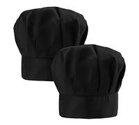 KBNIAN 2 Pezzi Cappello da Cuoco Nero Cappello da Chef Unisex e Regolabile Berretto da Cucina Confortevole Copricapo da Cuoco Estivo Traspirante per Professionisti e Appassionati