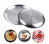 KBNIAN 2 Pz Piatti Acciaio Inox Piatti Campeggio 20 cm/ 23 cm Piatti Picnic Rotondi in Acciaio Inox Piatti Resistente e Facile da Lavare per Campeggio all'Aperto, Picnic, BBQ, Spiaggia (Argente)