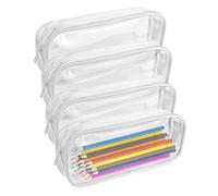 KBNIAN 4 Pezzi Astuccio Trasparente Astucci in PVC Astuccio per Matite con Cerniera Astuccio Impermeabili Borsa Cosmetica Trasparente con Cerniera Portapenne Trasparente per Bambini, Adulti e Scuola