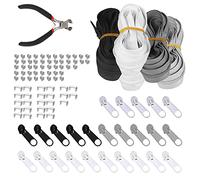 KBNIAN 5 Pezzi Cerniera in Nylon da 250 CM Cerniere Lampo Nylon Cerniere Chiusure Lampo Cerniere Cucito Corda Cerniera con Kit di Riparazione Cerniera 100 Pezzi e Pinze per Accessori da Cucito