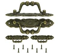KBNIAN Maniglie antiche per cassetti, 4 pezzi maniglia vintage in bronzo classico, lega di zinco con 8 viti M2.