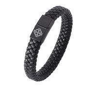 KBNSUIAN Bracciale con croce celtica per uomo e donna, in acciaio inox, con chiusura magnetica, simbolo della trinità irlandese e simbolo di protezione amuleto in pelle, Pelle pelle magnete