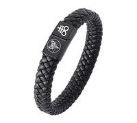 KBNSUIAN Bracciale con croce di leviatano satanico, con pentagramma, baphomet, capra, simbolo soprannaturale, in pelle, magnetico, per uomini e donne, Acciaio inossidabile Pelle Acciaio inossidabile