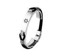 KBNSUIAN Braccialetto ebraico ebraico con stella di David, Yahweh, Yhvh, nome ebraico di Dio, braccialetto in silicone stratificato - Amuleto per uomo e donna, Acciaio inossidabile Silicone, Acciaio