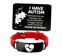 KBNSUIAN Braccialetto in silicone con puzzle per autismo, braccialetto per la consapevolezza dell'autismo e scheda promemoria autistico