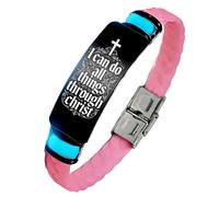 KBNSUIAN Braccialetto in silicone fosforescente con croce floreale e scrittura, I Can Do All Things Through Christ, regalo religioso per uomo e donna