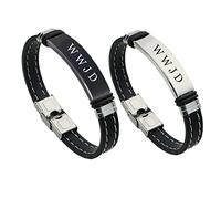 KBNSUIAN Elegante braccialetto WWJD in silicone, con scritta in lingua inglese "What Would Jesus Do", braccialetto ispiratore di Cristo Gesù saggezza, gioiello religioso inciso persoanlizzato per