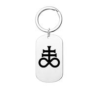 KBNSUIAN Portachiavi talismano in acciaio inossidabile con sigillo di Satana Leviatano, simbolo di Satana, amuleto, protezione portachiavi, sicuro, regalo di buona fortuna per figlio, figlia, papà,