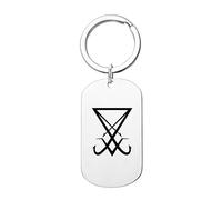 KBNSUIAN Sigil of Lucifero Talismano Tag Portachiavi in acciaio inox Satanico Simbolo Zolfo Protezione Amuleto Cerchio Chiave Cerchio Spirituale Preghiera Guida Regalo Sicuro per Papà Mamma Figlio,
