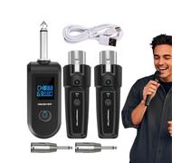 Kbnuetyg Wireless Microphone Transmitter Receiver 10 Channel Guitar Adapter | Rechargeable Wireless Transmitter And Receiver For Wired Microphones, Electric Guitar And Bass With 10 Channels