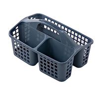 KBOLAE Cestino portatile per doccia, cestino per la pulizia, secchio con 3 scomparti divisi, blu, 32 x 23 x 19 cm