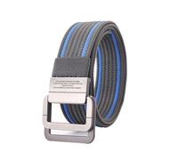 KBOLAE Cintura regolabile con doppio anello a D per uomo e donna, robusta e alla moda e facile da regolare. Cintura in tela rossa, Borde grigio scuro-blu, 120 cm