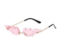 KBOLAE Fuoco Fiamma Occhiali Da Sole Ad Alta Definizione Occhiali Per Viso Ovale Senza Telaio In Esecuzione Donne UV 400 Classico Chiaro Ampio Angolo Aperto Grigio, rosa, rosa, Pink