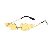 KBOLAE Fuoco Fiamma Occhiali Da Sole Ad Alta Definizione Occhiali Per Viso Ovale Senza Telaio In Esecuzione Donne UV 400 Classico Chiaro Ampio Angolo Aperto Grigio, Giallo, Giallo, Yellow