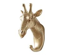 KBOLAE Gancio da parete a forma di testa di animale 3D, in resina, per cappotti, cappelli, resistente, decorazione per la casa, stile 3, dorato, giraffa