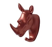 KBOLAE Gancio da parete a forma di testa di animale 3D, in resina, per cappotti, cappelli, resistente, decorazione per la casa, stile 6, oro rosa, rinoceronte