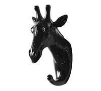 KBOLAE Gancio da parete con testa di animale 3D, in resina, per cappotti, cappelli, resistente, decorazione per la casa, stile 3, nero, giraffa