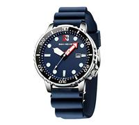 KBOLAE Orologio da polso da uomo, multifunzione, impermeabile, in acciaio inox, nero, Blu, as description