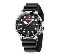 KBOLAE Orologio da polso da uomo, multifunzione, impermeabile, in acciaio inox, nero, Nero , as description