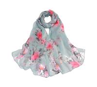 KBOLAE Sciarpa in chiffon alla moda ed elegante aggiunge un tocco di glamour all'outfit leggero moda estate donna stampa floreale sciarpa rossa, Grigio verde, as description