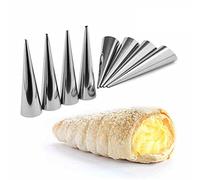 KBOLAE Stampi a tubo conico in acciaio inox per croissant a funzionamento manuale Forniture da forno Stampi a corno 5 pezzi 12 x 3 x 3 cm, argenteo, 5 pezzi 12 x 3 x 3 cm